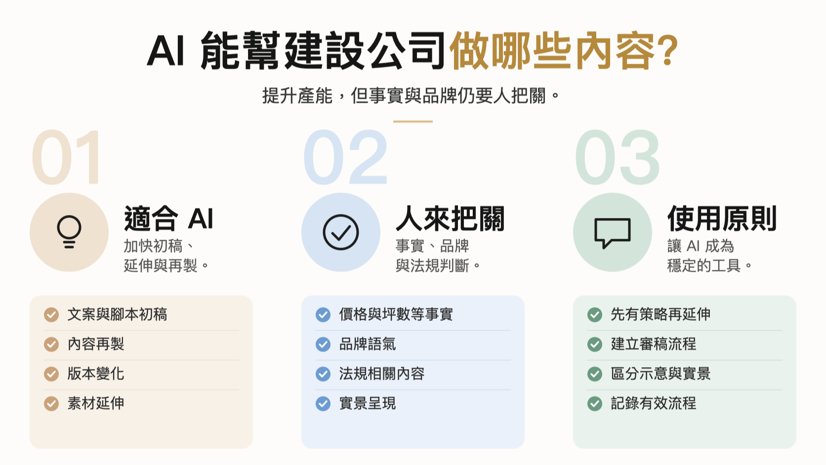 AI 能幫建設公司做哪些內容？哪些不能交給 AI